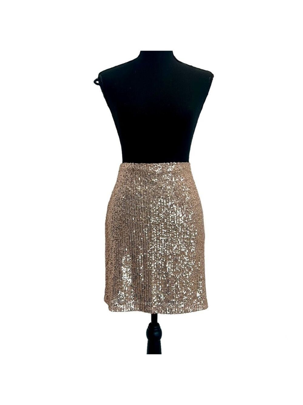 Steve Madden rose gold sequin appliqué miniskirt disco 70s sparkly lined L NWT